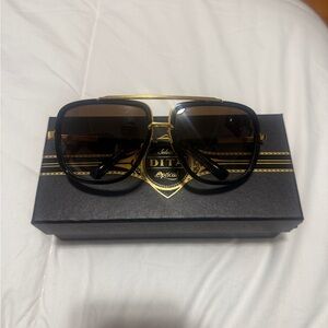 DITA Match-One Black Frame Sunglasses with Gold Detailing